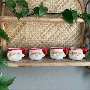 Vintage 1960s Howard Holt 1960 Santa winking Holiday Christmas mug set of 4 red